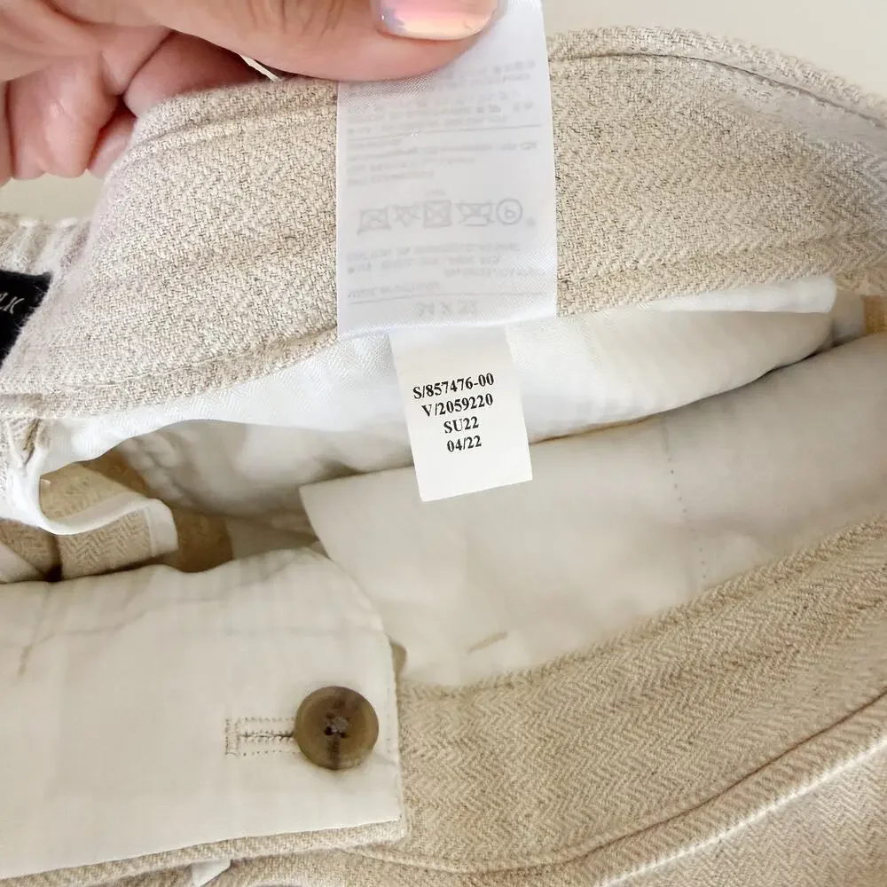 Banana Republic Mens Pants Meridian Linen-Cotton Beige Herringbone - 34x32